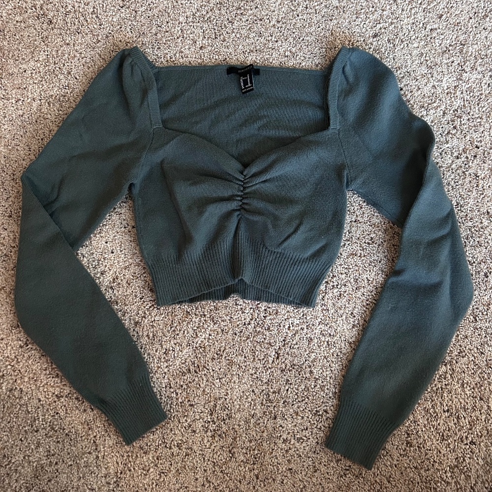 Green Cropped Sweater